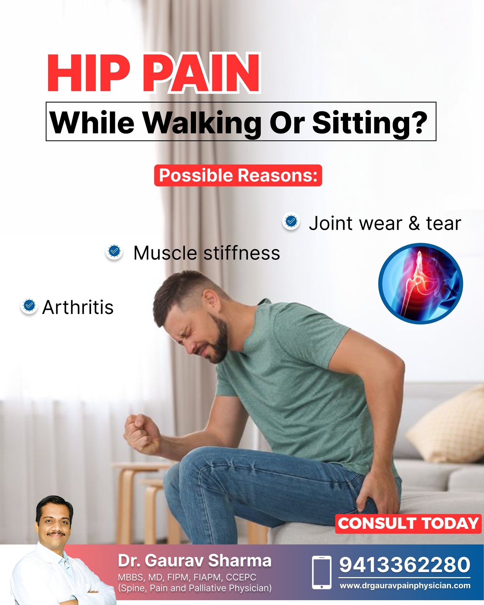 Hip Pain While Walking or Sitting?